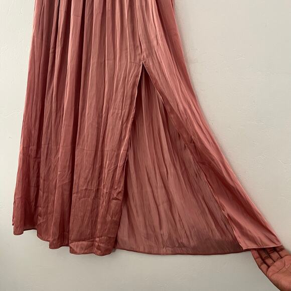 J. Crew Side-Slit Featherweight Crinkle Satin Maxi Skirt Pockets Pink Size 4 NWT - Picture 5 of 11